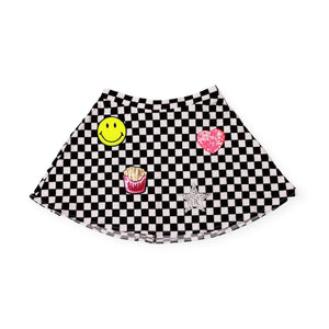 MIA New York Patch Skirt ~ Black/White Check
