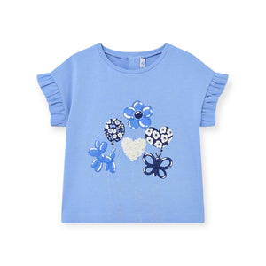 Mayoral Baby Girl Balloons Graphic s/s T-Shirt ~ Indigo