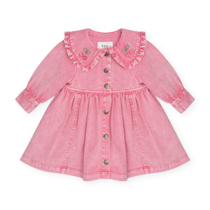 Huxbaby Cherry Vintage Collar Dress ~ Bubblegum