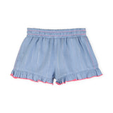 Billieblush Baby s/s Graphic T-shirt & Ruffle Hem Shorts Set ~ White/Bleach