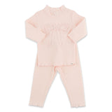 Oh Baby! Ruffle Bow Ribbed Mock Neck 2pc Set ~ Barely Pink