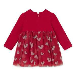 Mayoral Baby Girl Hearts Print Tulle Dress ~ Red
