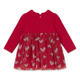 Mayoral Baby Girl Hearts Print Tulle Dress ~ Red