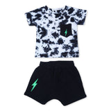 Little Mish Baby Bolt Tie Dye Tee & Shorts Set ~ Black/White