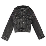 Baby Sara Rhinestone Hooded Denim Jacket ~ Black
