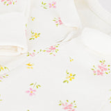 Petit Bateau Front Zip Floral Print Footie w/ Collar ~ White Multi