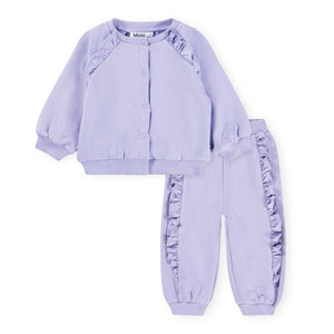 Molo Baby Daphne Ruffle Cardigan & Sallie Soft Pants Set ~ Faded Purple