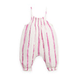 Play Up Baby Striped Woven Romper ~ Magenta/Off White