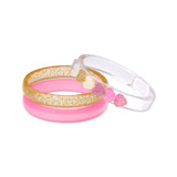 Lilies & Roses Pearlized Pink Glitter Hearts Bracelet Set