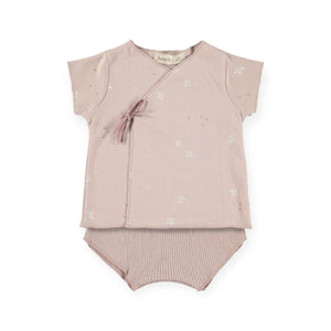 Babyclic Printed Kimono Top & Ribbed Bloomer Set ~ Oreneta Pink