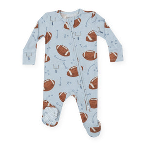 Angel Dear 2 Way Zipper Footie ~ Footballs Blue