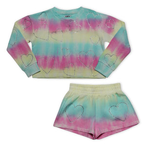 MIA New York Heart Sweatshirt & Shorts Set~ Rainbow Tie Dye