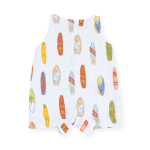 Angel Dear Sleeveless Muslin Shortie Romper ~ Vintage Surfboards