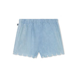 Petit Bateau Baby Sleeveless Chambray Blouse & Shorts w/ Scallop Detail Set ~ Blue