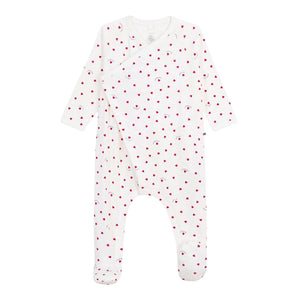 Petit Bateau Crossover Snap Heart Print ~ White/Red