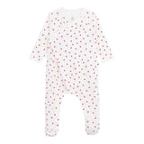 Petit Bateau Crossover Snap Heart Print ~ White/Red