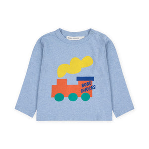 Bobo Choses Baby Choo Choo l/s T-shirt & Corduroy Pants Set ~ Light Blue/Red