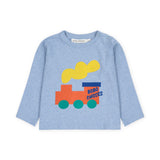 Bobo Choses Baby Choo Choo l/s T-shirt & Corduroy Pants Set ~ Light Blue/Red