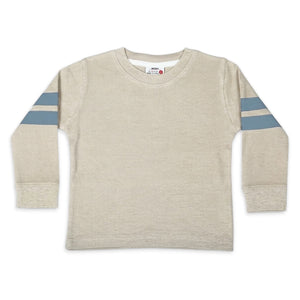 Mish Stripe Sleeve Thermal l/s Top ~ Oatmeal/Dusty Blue