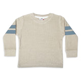 Mish Stripe Sleeve Thermal l/s Top ~ Oatmeal/Dusty Blue