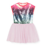 Billieblush Bi-Material s/s Sequin & Tulle Dress ~ Baby Pink