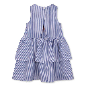 Wynken Fancy Dog Dress ~ Fine Blue Stripe