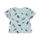 Petit Bateau Baby Popsicle Print s/s T-shirt & Terry Shorts Set ~ Mint/Blue