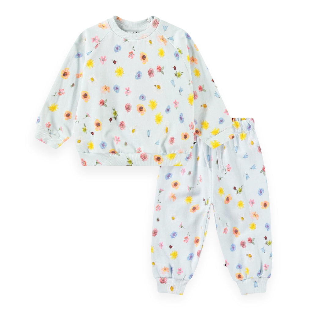 Molo Baby Disc Sweatshirt Simeon Sweatpants Set Small Flowers Baby