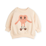 Mini Rodini Baby Chenille Heart w/ Shoes Sweatshirt ~ Light Peach
