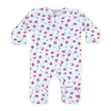 Baby Steps Zip Footie ~ Ditsy Rose/White
