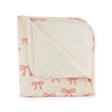 Oh Baby! Pink Bows Snowdrift Fuzzy Lined Blanket ~ Natural