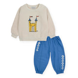 Bobo Choses Baby Faraway Castle Sweatshirt & Diamonds Sweatpants Set ~ Off-White/Blue