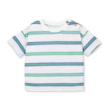 Play Up Baby Striped T-Shirt & Woven Pants Set ~ White/Dark Mint