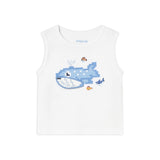 Mayoral Baby Boy Fish Tank Top & Swim Trunks w/ Bucket Hat Set ~ Natural/Night