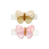Lilies & Roses Gold & Pink Shimmer Butterflies Hair Clips