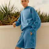 Molo Marlo Hoodie & Ador Sweatshorts Set ~ Swell Blue