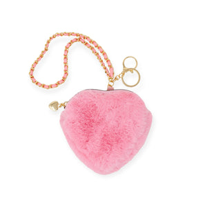 Tiny Treats Fuzzy Heart Wristlet/Coin Purse