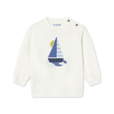 Mayoral Baby Boy Knit Sailboat Sweater ~ Cream