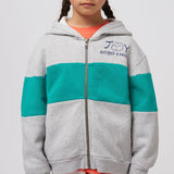 Bobo Choses Smiling Zip Hoodie ~ Heather Grey/Green