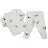 Oh Baby! Puppy Faces Print 2pc Set ~ Heather Gray