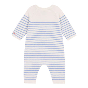 Petit Bateau Knit Striped Romper ~ Cream/Blue
