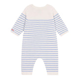 Petit Bateau Knit Striped Romper ~ Cream/Blue