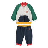 Bobo Choses Baby Tic Tac Toe Color Block Zip Sweatshirt, Duck l/s Tee & Joggers Set ~ Navy/Green Multi