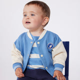 Petit Bateau Baby Varsity Jacket ~ Blue/Cream