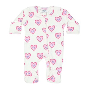 Baby Steps Zip Footie ~ Soft Hearts/Sand
