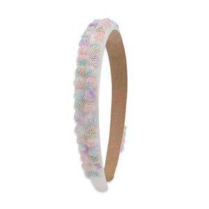 Bari Lynn Rose Charm Thin Headband ~ White/Pastel
