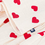 Petit Bateau Sleeveless Gauze Heart Print Dress w/ Bloomer~ Ecru/Red