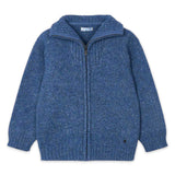 Mayoral Boys Knit Zip Sweater ~ Heathered Indigo