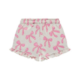 Babyface Baby Girl Sleeveless Top w/ Ruffle & Bows Print Ruffle Shorts Set ~ Ivory/Pink