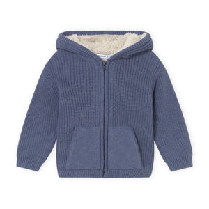 Mayoral Baby Boy Sherpa Lined Knit Zip Hoodie ~ Dark Blue
